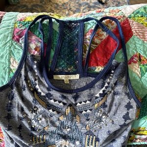 Miss Me Navy Embellished Tank Top